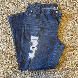 Jennifer Lopez distressed boyfriend jeans, size 12